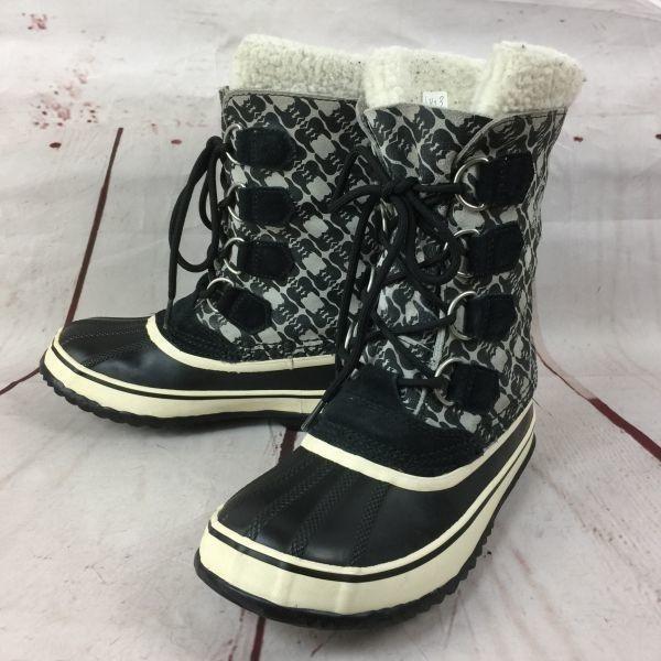 

Canada Brand/SOREL/Waterproof Snow Boots/22.5/Black×Gray/Patterned/With Inner Liner