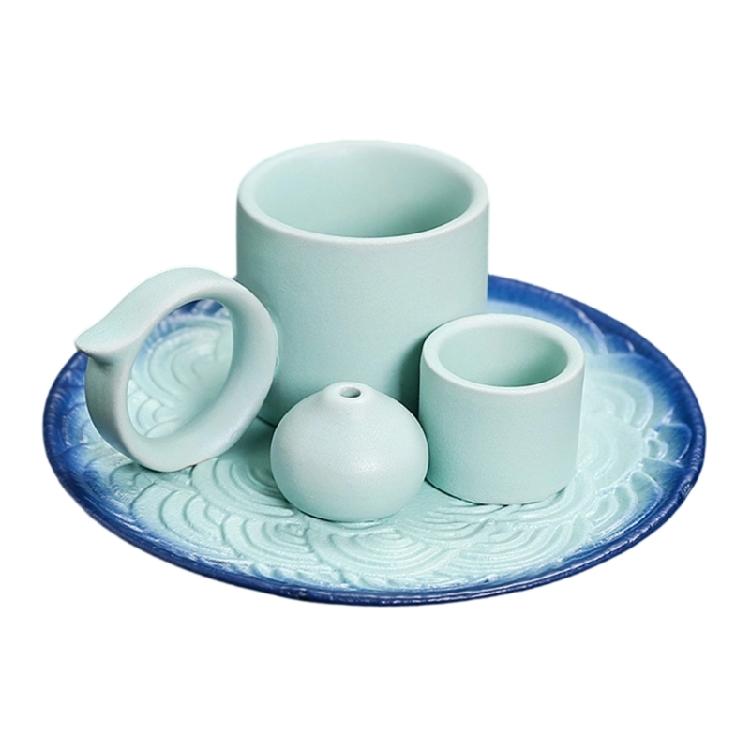 

Artistic Ceramic Incenses Tray Home Decoration Ceramic Incenses Burners Holders with Handle for Desk Bedroom Office