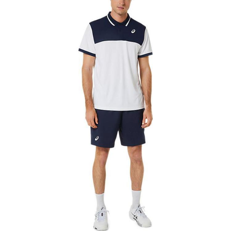 Asics Court 9In Short Logo Print Mid Waist Drawstring Straight Casual Shorts Men Shorts Midnight-Blue 2041A261-400