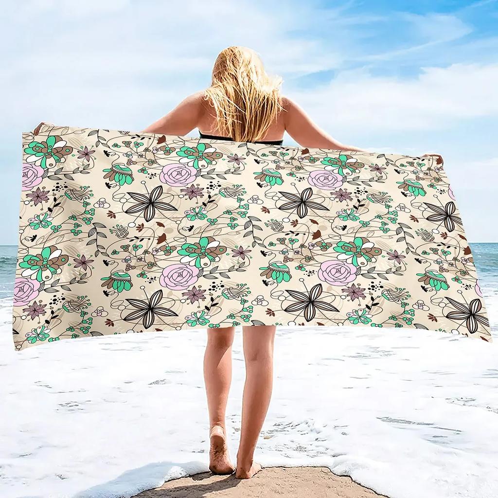 Boho Blume Mikrofaser Sandfreies Strandtuch Dünn Schnelltrocknend Super Saugfähig Übergröße Groß Leichtgewichtige Handtücher Ultra Saugfähig
