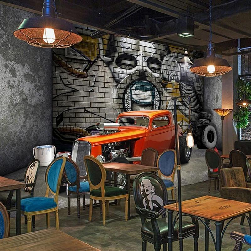 Creative Wallpaper Space Car 3d Wall Murals Skull Street Graffiti Mural Bedroom Living Room Wall Paper Home Decor