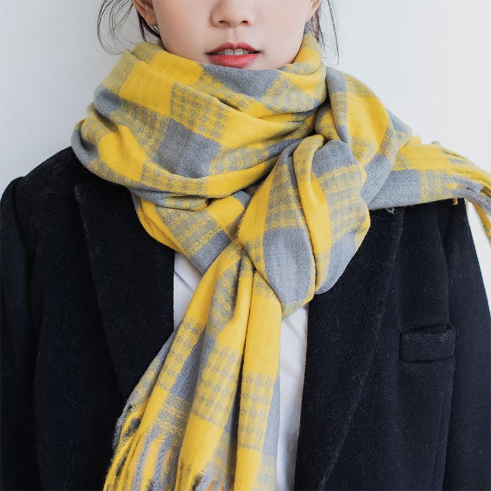Autumn Winter Unisex Scarf Imitation Cashmere British Style Plaid Tassel Cape Shawl