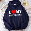 Valentine's Day I Love My Boyfriend Girlfriend Printed Hoodie Sweatshirt Unisex Pullover Long Sleeve Hooded