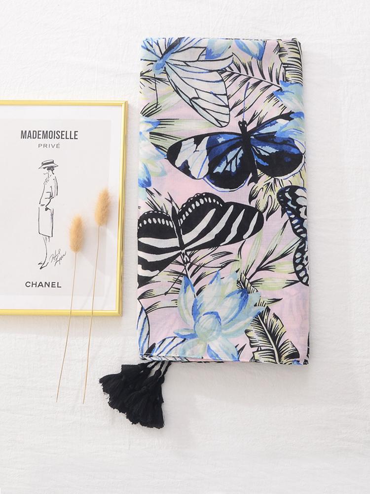 Cotton Linen Women Silk Scarf Soft Floral Print Beach Shawl Foulard Femme Mujer Pareo Muffler Bufanda Stoles Hijab Bandana Summe