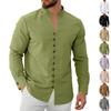 Men's Low Round Neck Tang Button Up Shirt Loose And Casual Jacket