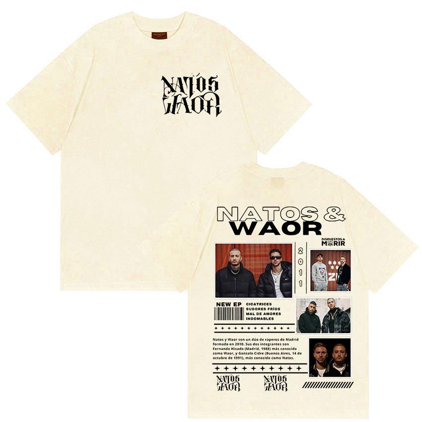 Rapper NATOS WAOR Tour 2025 Merch Graphic T Shirts Unisex Street Punk Hip Hop Short Sleeve Tshirt Unisex Retro Style Clothing Tees