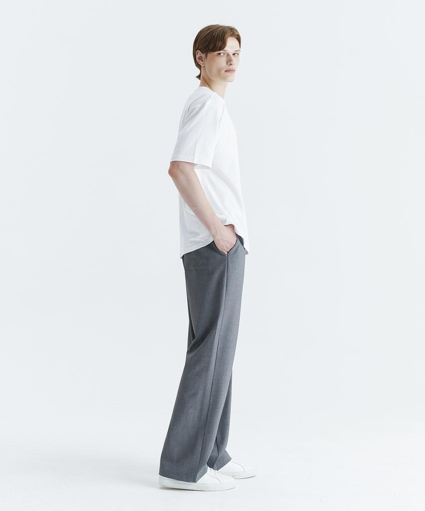 WHOLOVESART Unisex Essential Wide Elastic Waist Slacks Light Gray