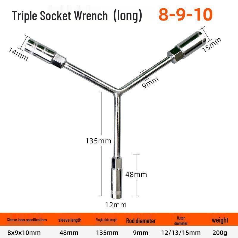 Multifunctional Y-Type Extended Socket Wrench Set