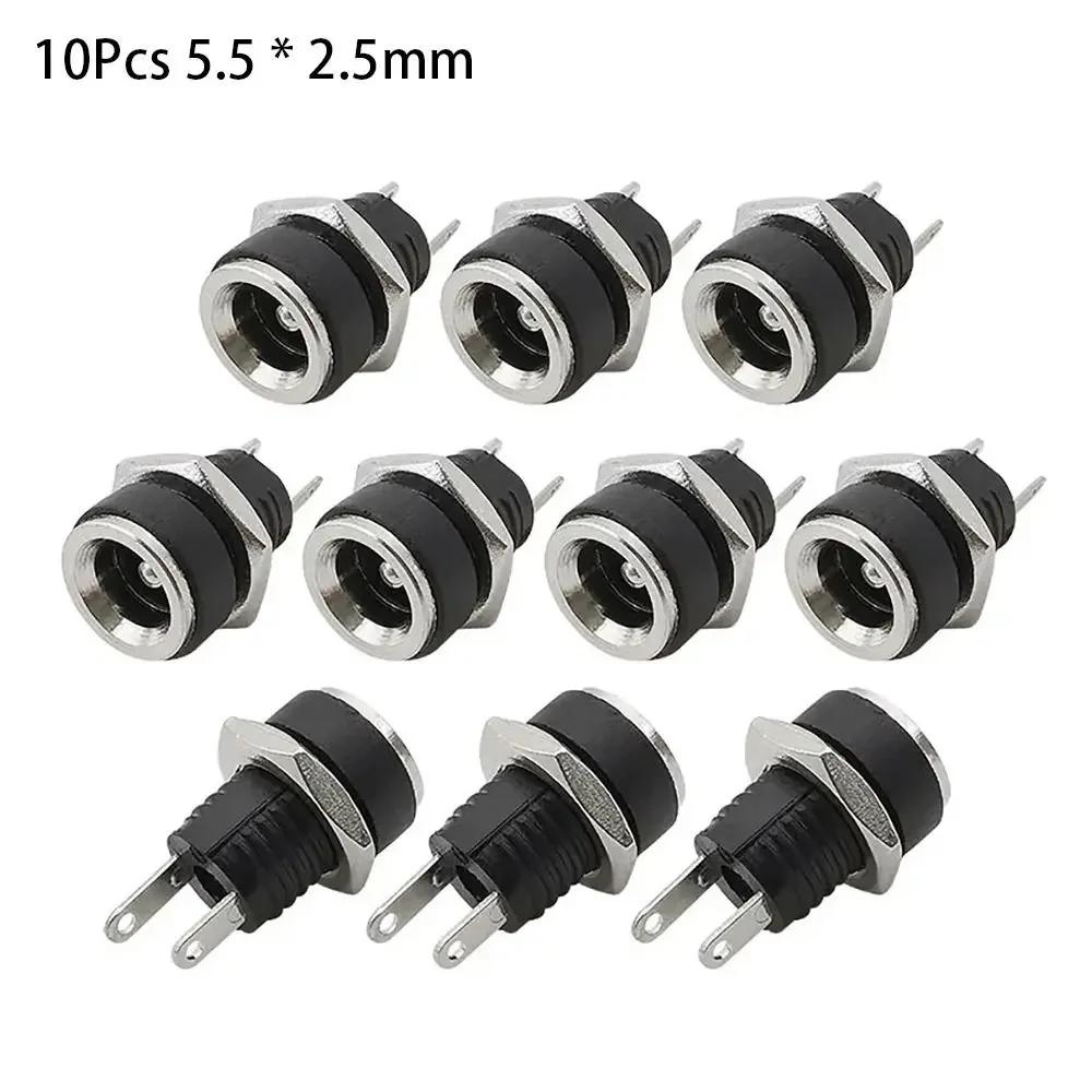 10Pcs DC022B 5.5 x 2.1mm DC Power Jack 3.5*1.3mm 5.5*2.1mm 5.5*2.5mm 2 Terminal 2 Pin Supply Socket Connector Plug Adapter