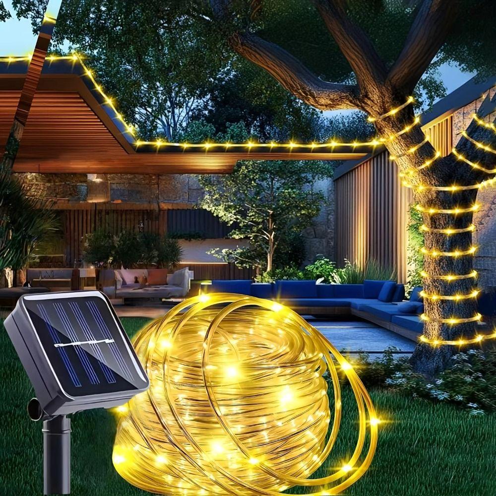 Courtyard Decor Waterproof Solar String Lights Energy Saving 50 LEDs Fairy Lights 8 Modes Durable Rope Lights Outdoor Decor