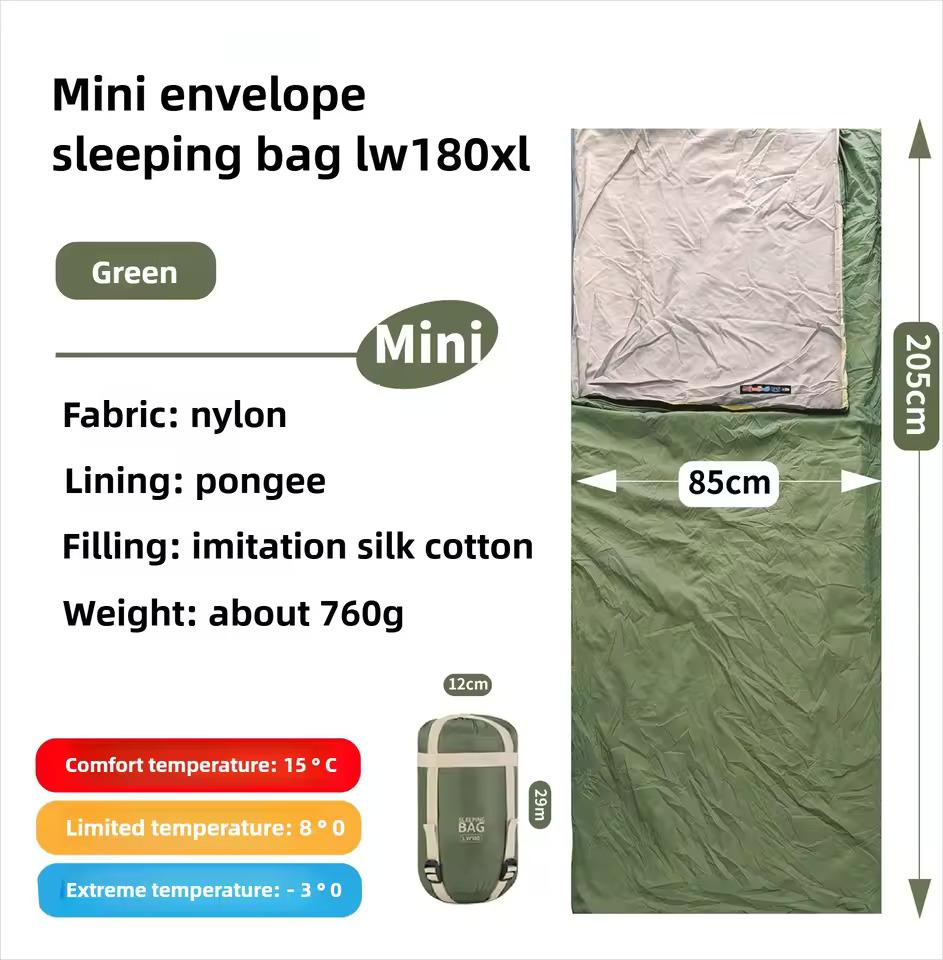 Outdoor camping, tourism, mountain climbing, adult sleeping bag, mini portable nylon cotton, machine washable, multi splicing