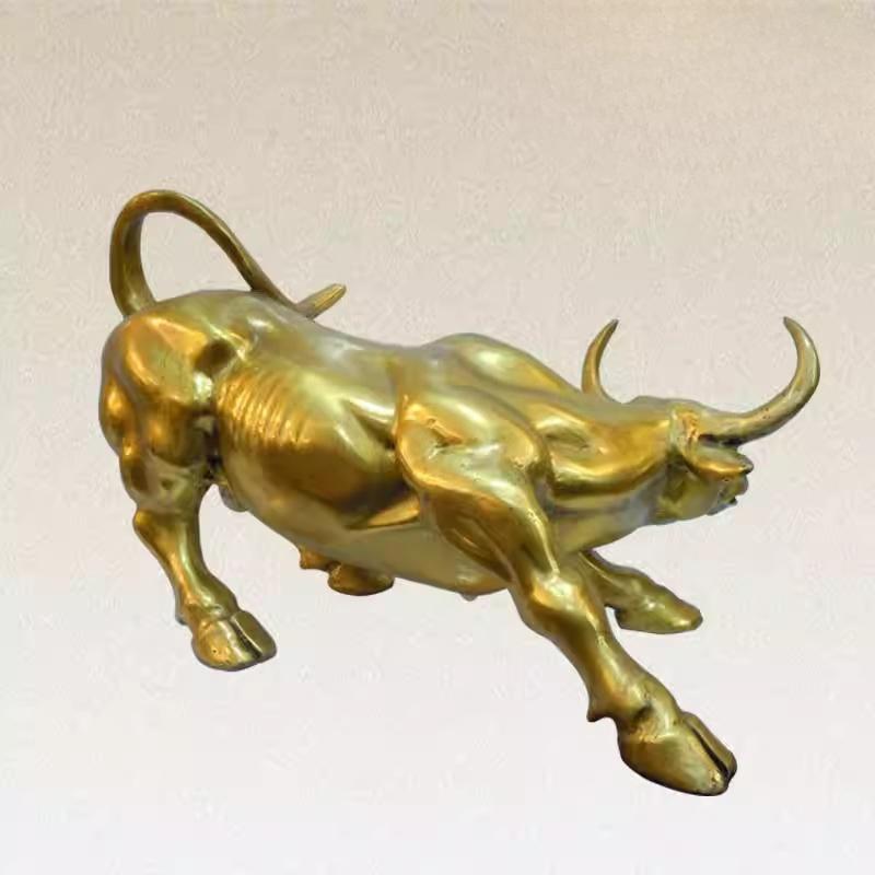 Parlour TOP Decoration ART FENG SHUI Business Good Luck Success Charging Bull Taurus Statue 31CM