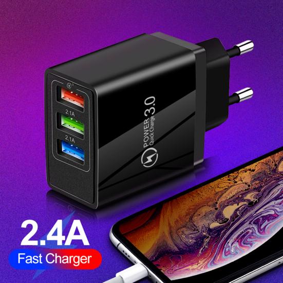 PD36W QC3.0 Mini 3 Ports Quick Charger Adapter US/EU/UK Plug for Home/Office