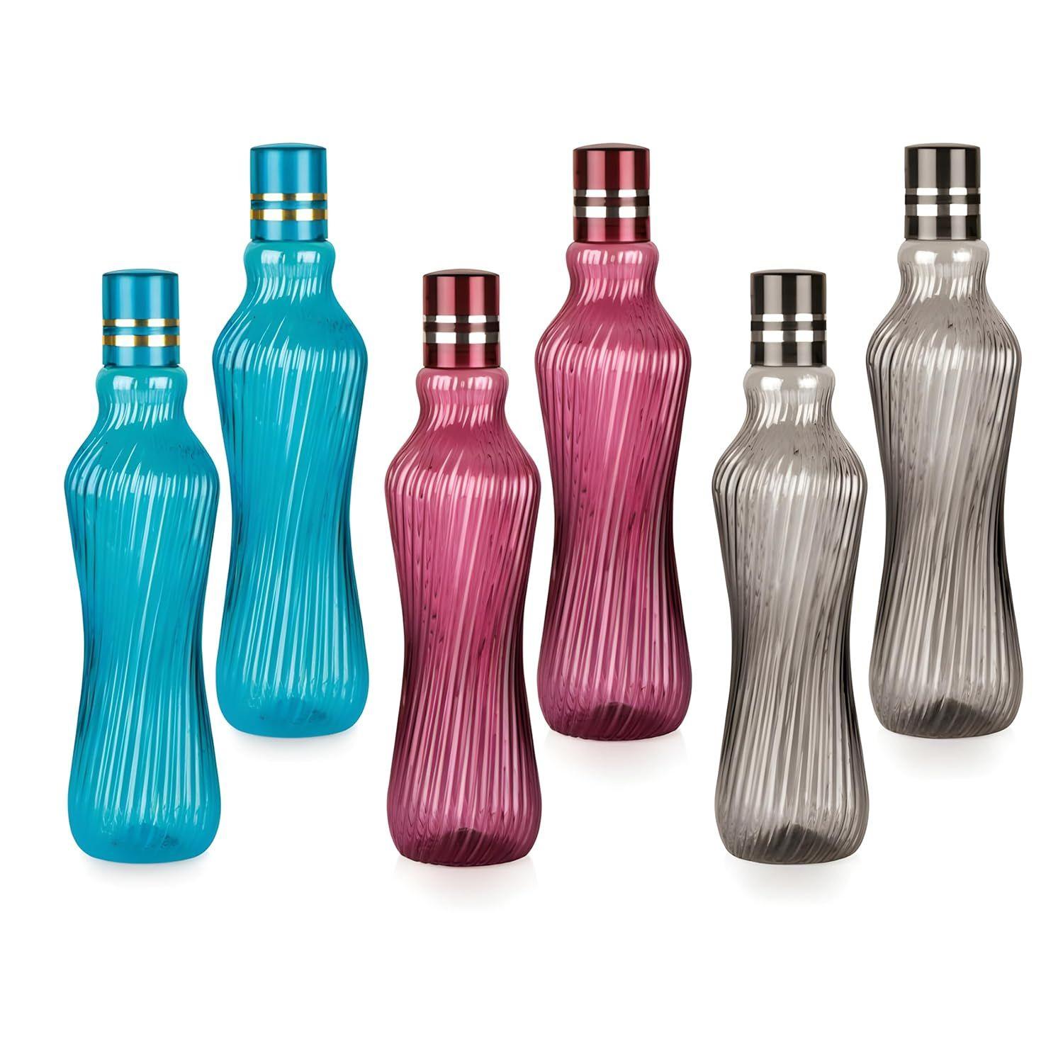 

Unbreakable Plastic Water Bottle I Leak Proof I BPA Free Food Grade Fridge Water Bottle I Ideal for Gym , 1 Litre Each, Set of 6, Assorted Set of 6