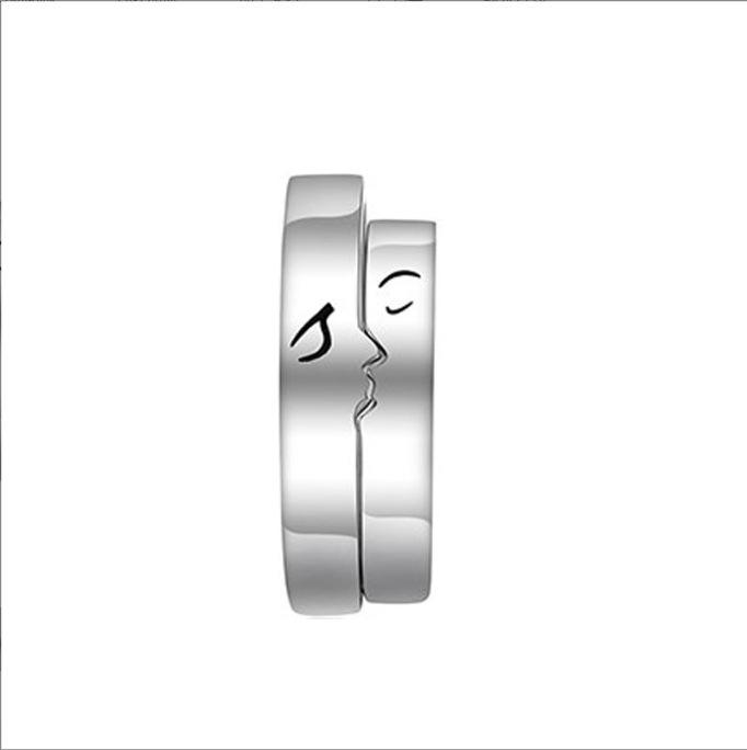 One Kiss Love Couple Rings: Trendy Open Design for Men and Women