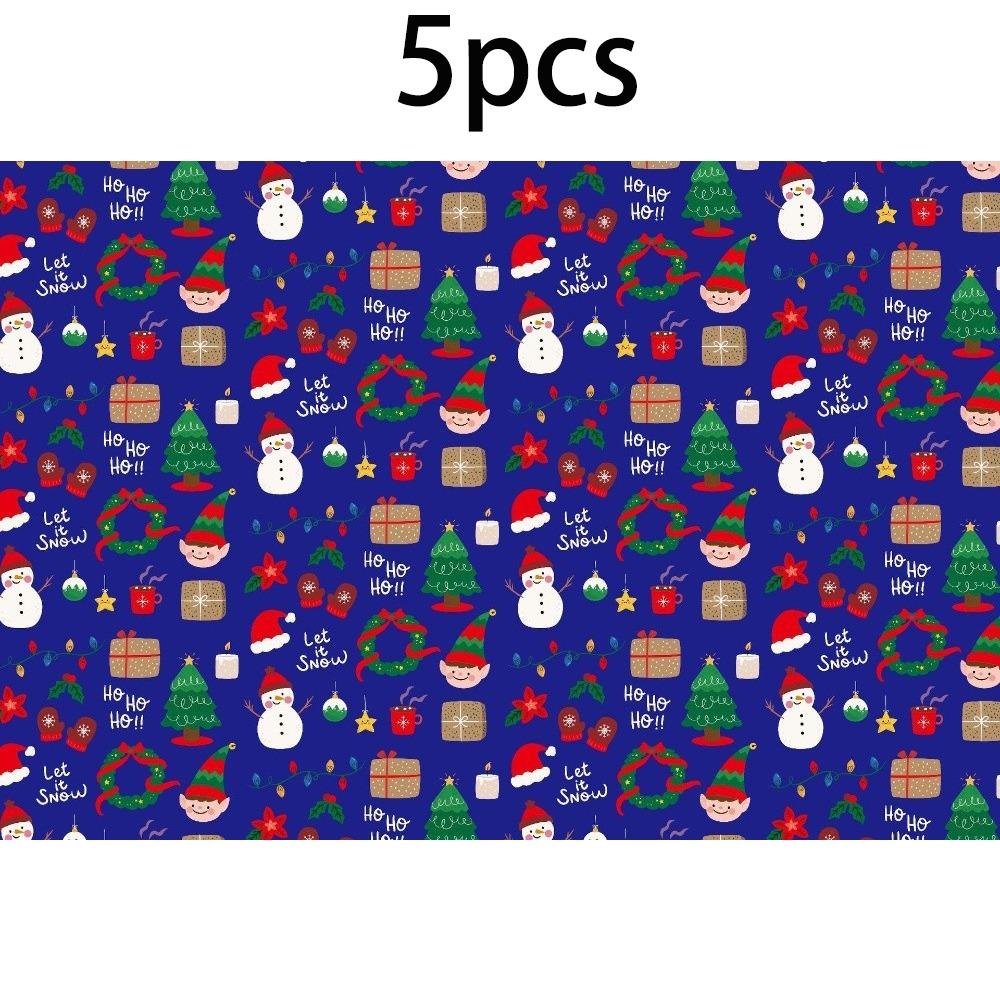 5PCS Festive Printed Christmas Wrapping Paper Gift Wrap Sheet Holiday Craft Supplies