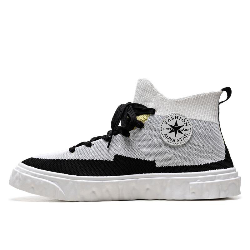 

2025 Весна Летающие Кроссовки Мужские Кроссовки Среднего Верха Из Ткани Мужские Повседневные Белые Туфли 39 белый