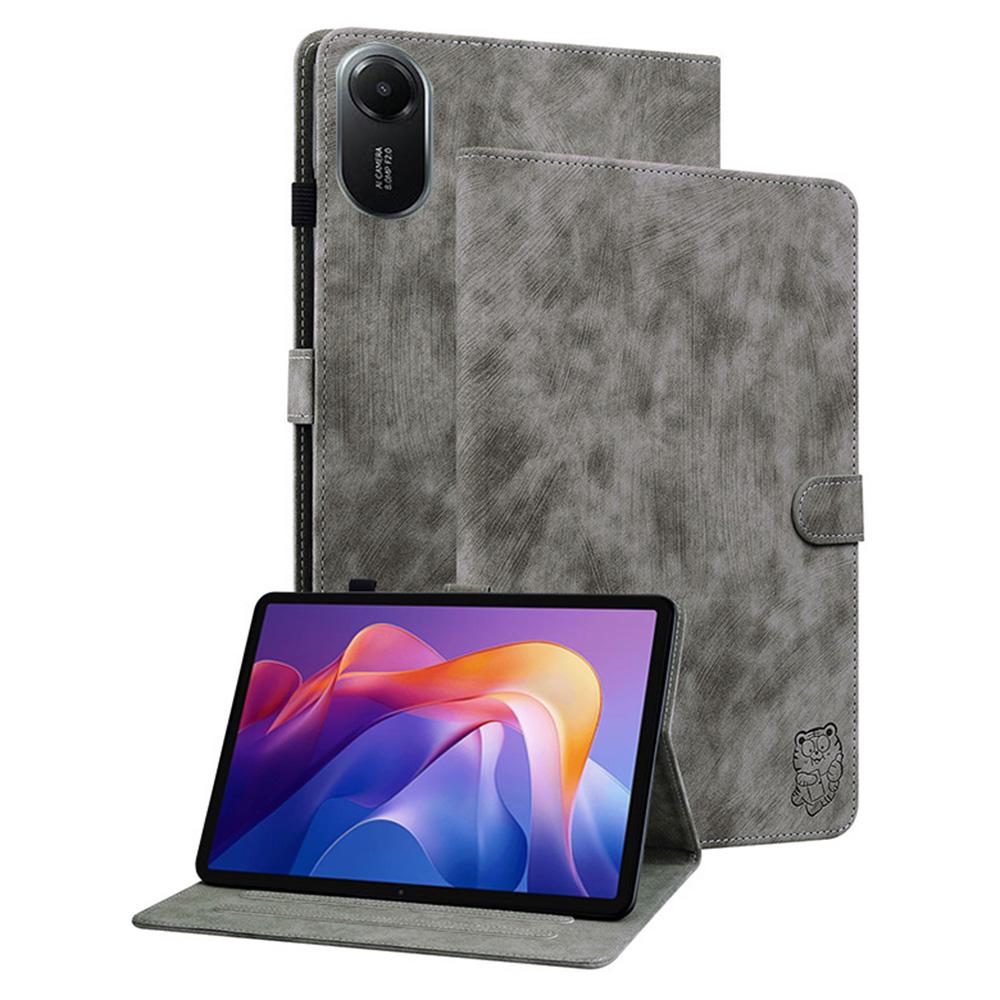 

Чехол для Xiaomi Redmi Pad 2 с тиснением тигра, устойчивый к царапинам, из ПУ кожи, чехол для планшета Grey