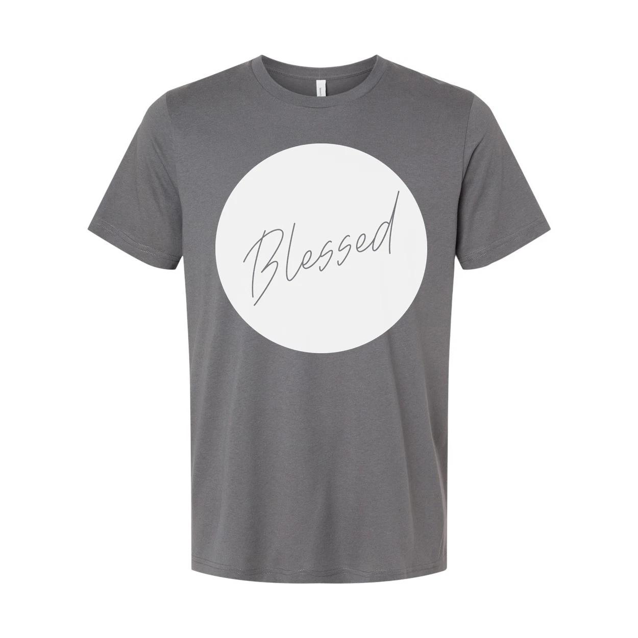 

Unisex Blessed Circle Graphic T Shirt Featuring Elegant Script Font Design For F S