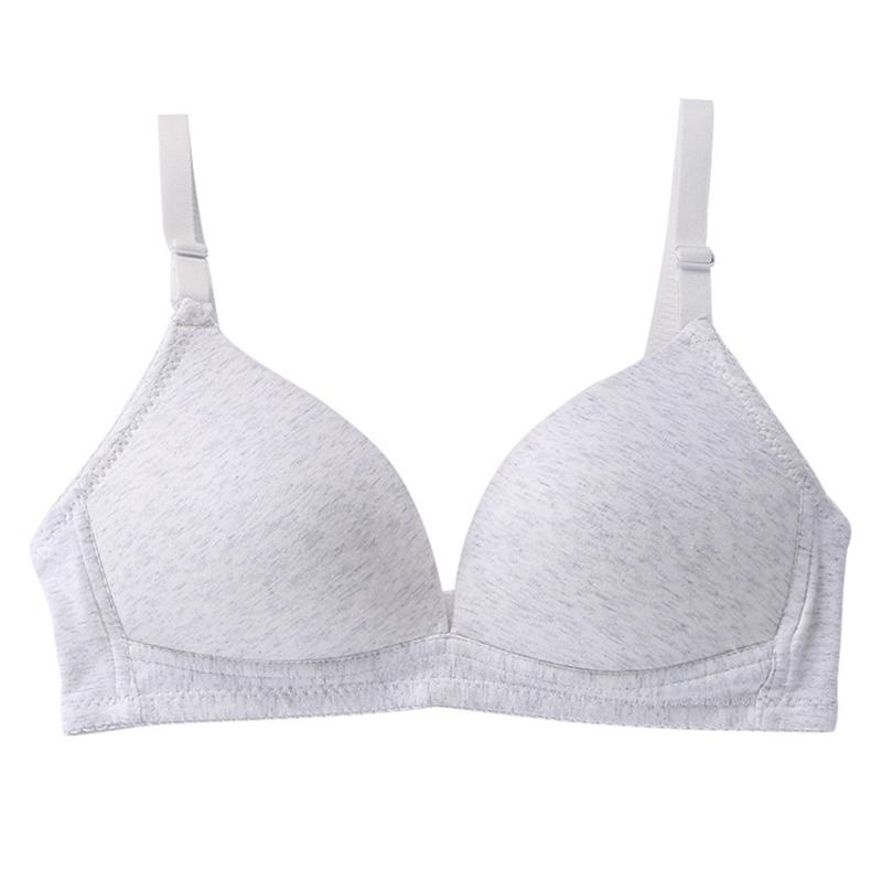 

1 шт. Подростковый удобный хлопковый мягкий подростковый бюстгальтер без косточек, тренировочный бюстгальтер, однотонный 32/70AB серый