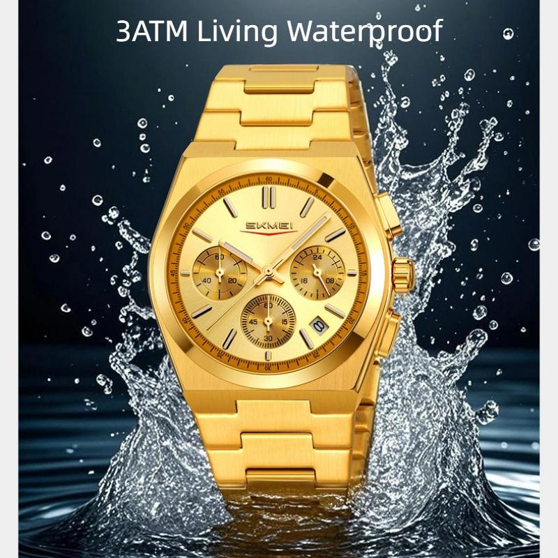 SKMEI Luxury Men Watch Waterproof Luminous Chronograph Date Stainless Steel Watch for Men Quartz Military Men's Watches