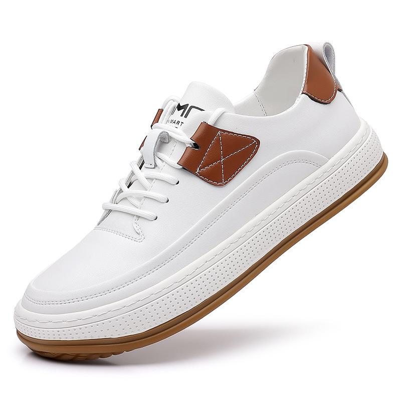 Single Shoes Casual Men's Shoes Soft Leather Big Head Shoes 2025 Autumn New Clown Shoes Men's Lace-up Sports Shoes White Shoes