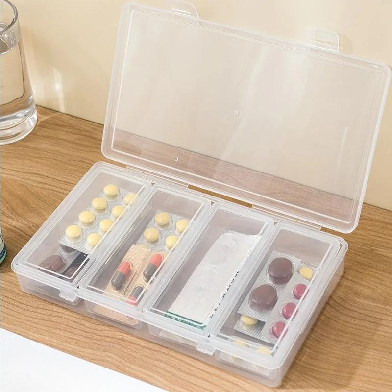 Storage Box with 4 Small Storage Boxes, Transparent Storage Box - with Detachable Compartments, Can Store Sewing Supplies