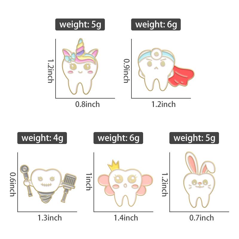 Lovely Tooth Enamel Pin Rabbit Animal Dentist Brooch Badge Metal Accessories Lapel Pin Backpack Hat Gift Doctor Nurse Jewelry
