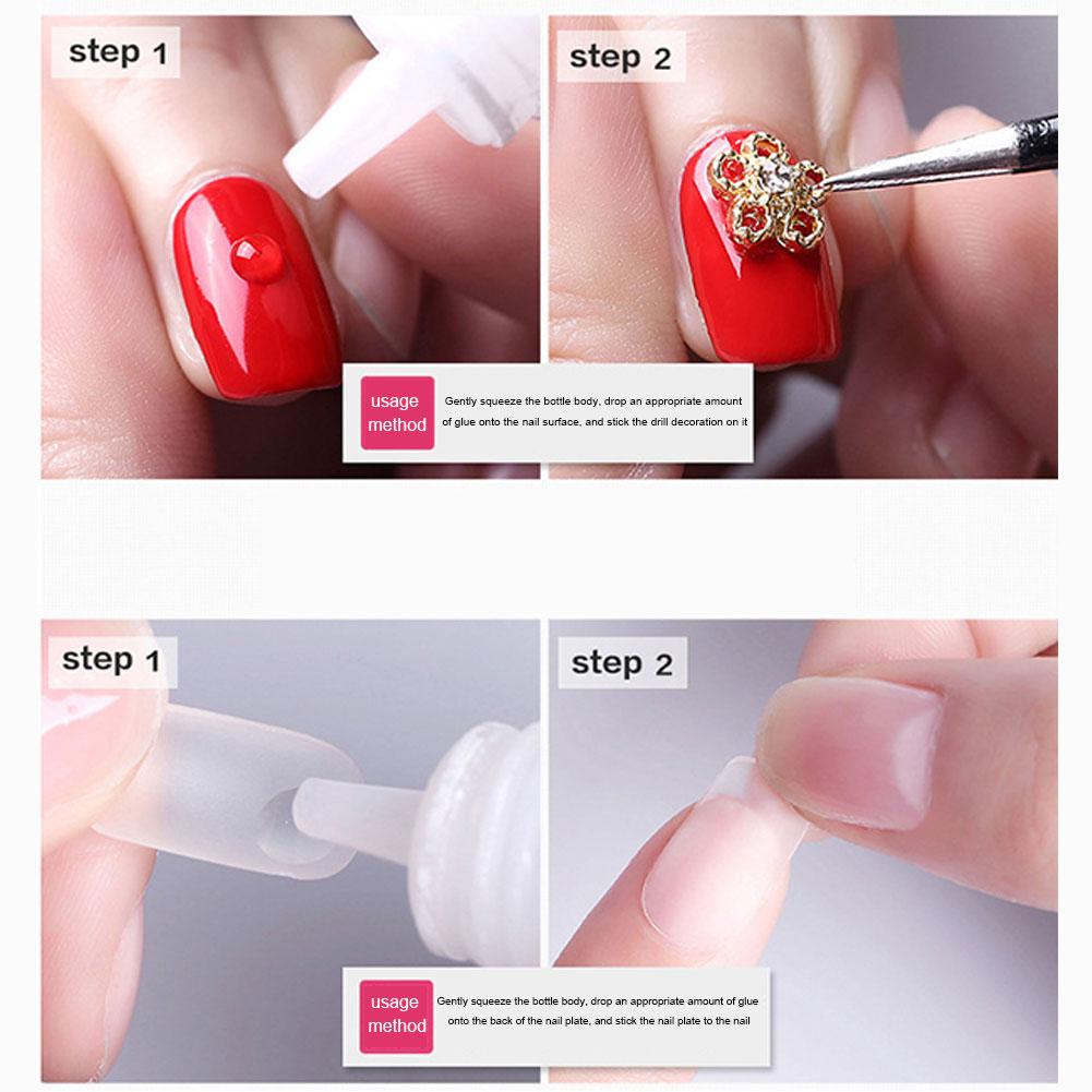 5pcs Fast Dry Nail Glue For False Nail Tips Adhesive Acrylic Nails Rhinestones Extension False Tips 3D Nail Art Decoration Manicure