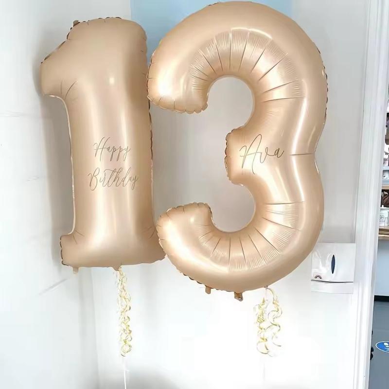 32/40Inch Cream Color Number Balloons 1-9 Large Digital Foil Helium Ball Girl Kids Adult Happy Birthday Party Decoration Wedding