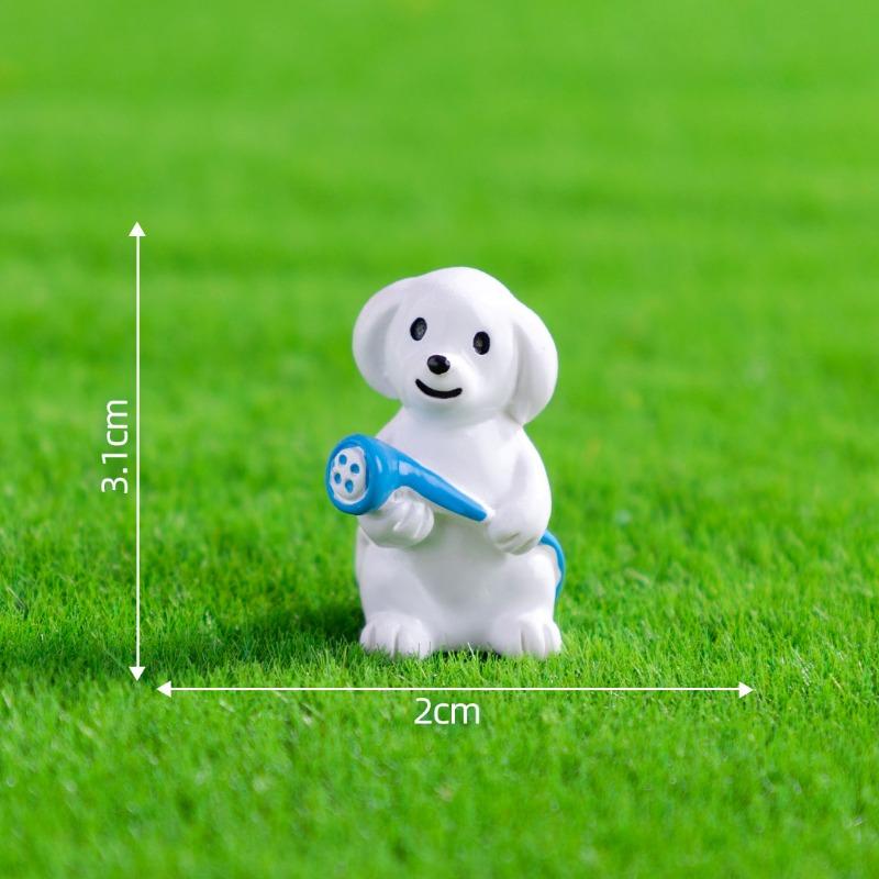 Micro-landscape Cartoon Reading Watering Flowers, Dog Dolls Dollhouse Decorations Accessories Mini Ornaments