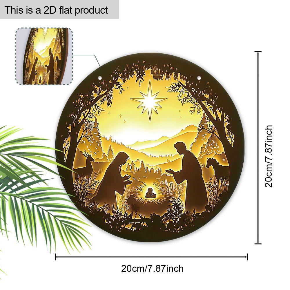 Hellig natt Krybbespill anheng, dekorasjon av hjemmevegger eller dører, 2d flatt tre, juledekorasjon, gaver til venner og familie