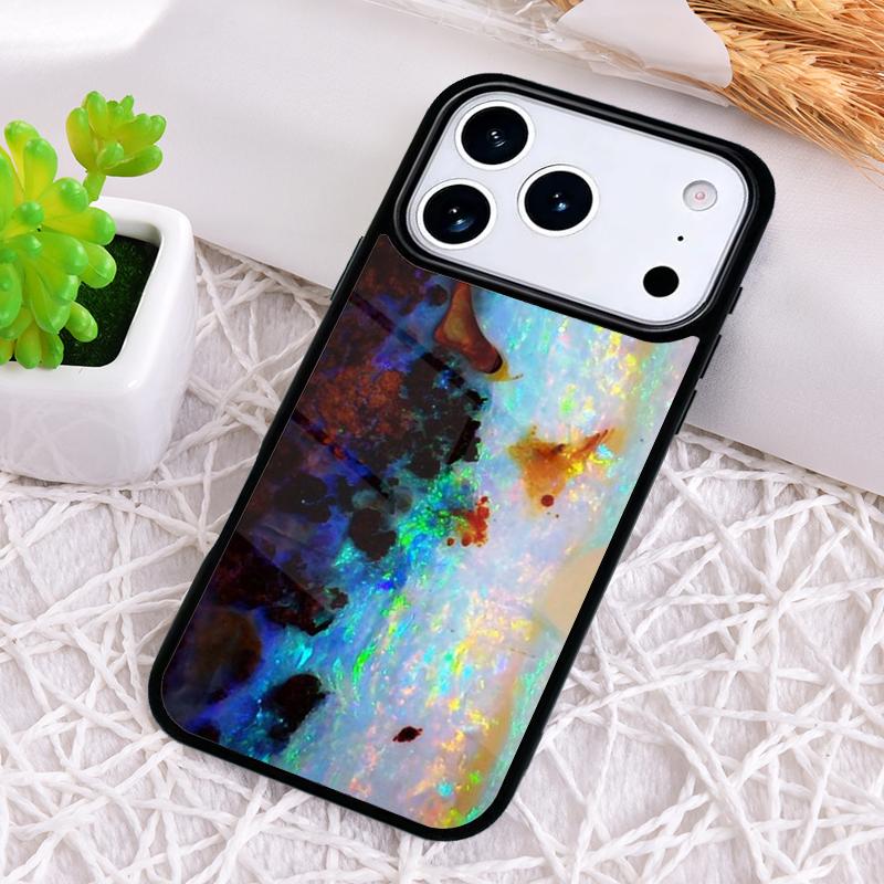 

Opal Stone Iridescent Shockproof Phone Case for iPhone 17 Air 16e 15 11 12 14 13 Pro Max Cover Coque iPhone 16 Pro Max