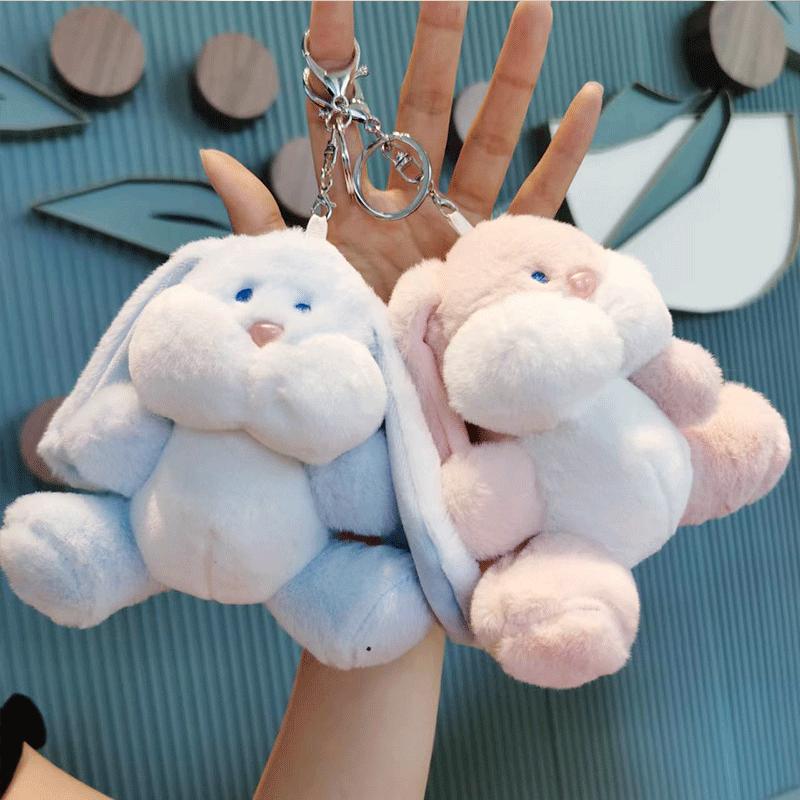Plush Cute Bunny Keychain Animal Soft Doll For Couples And Bags 15cm Beige