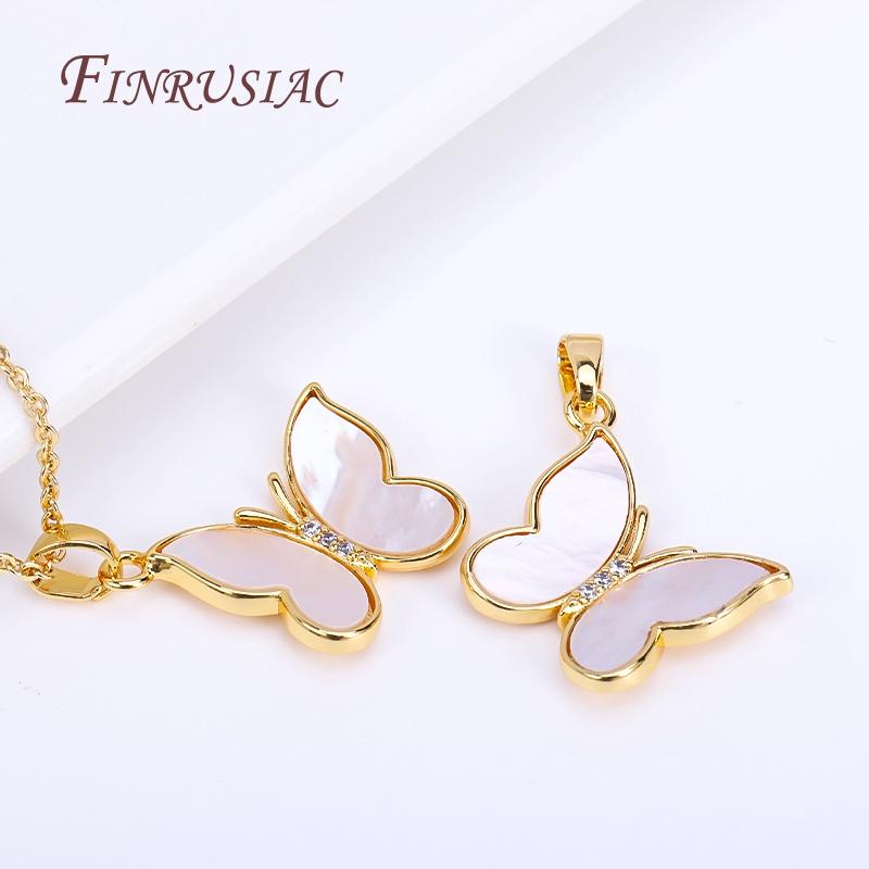 Trendy Inlaid Zircon Butterfly Charms Pendants For Jewellery Making Supplies,Natural Shell Pendants Accessories DIY Jewelry