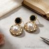 Elegant European & American Pearl and Enamel Geometric Stud & Drop Earrings for Women