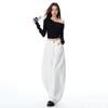 Autumn Women's White Wide-Leg Floor-Length Jeans with Scythe Drape Design