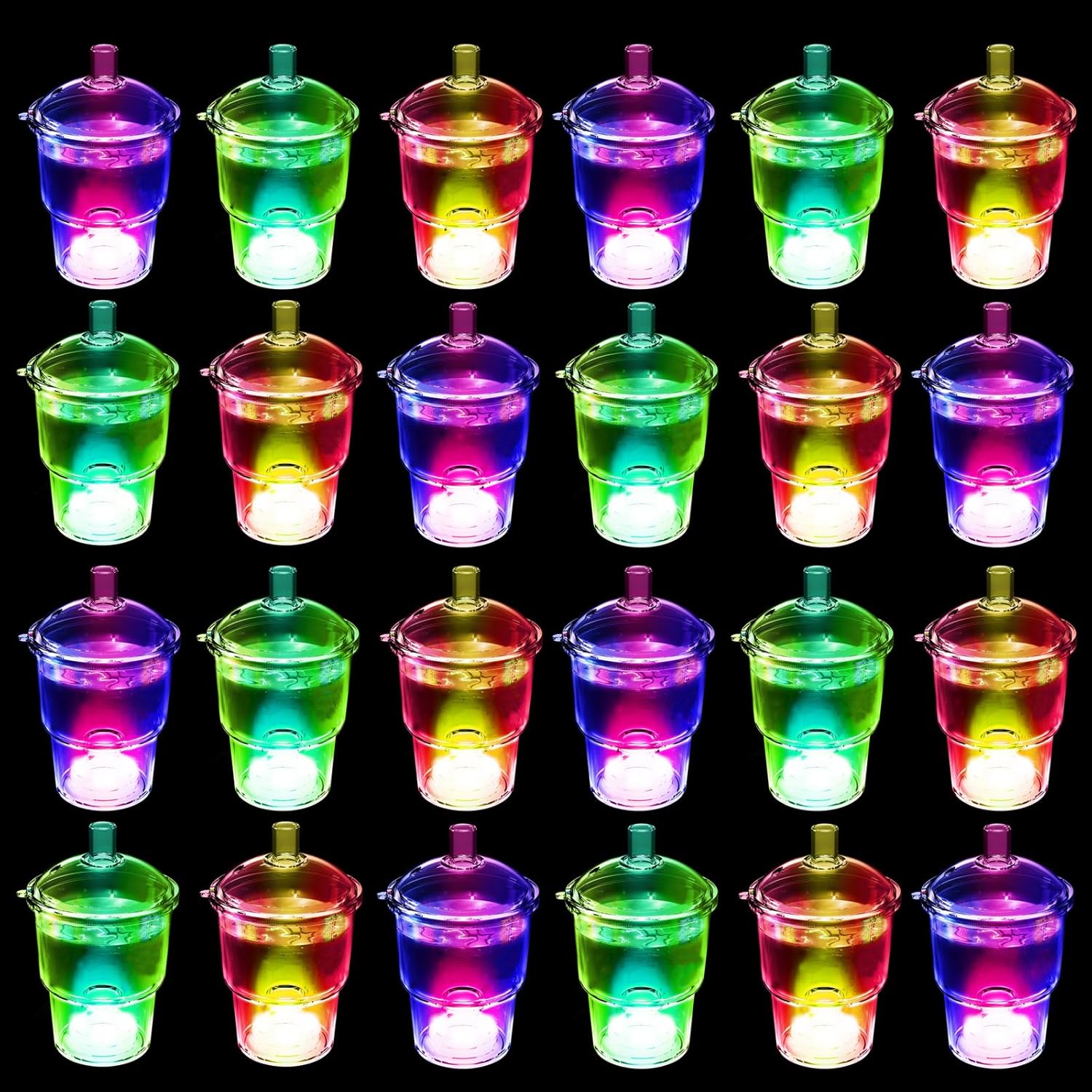 Light Up Shot Glasses Set of 24 Shots Cups 2 oz Glow in the Dark Shot Glasses Party Shot Glasses Led Shot Glasses Party Favors Adults Shots Glass for