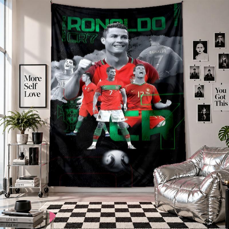 Wall TapestryCristiano Ronaldo Art Hanging Cloth Decorative Background Cover for Room Decoration