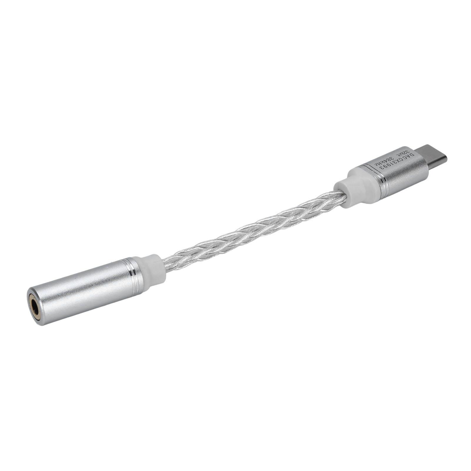 

USB C to 3.5mm Headphone Adapter Silver Plated Copper 384KHZ 32 Bit USB C to 3.5mm Sound Dongle