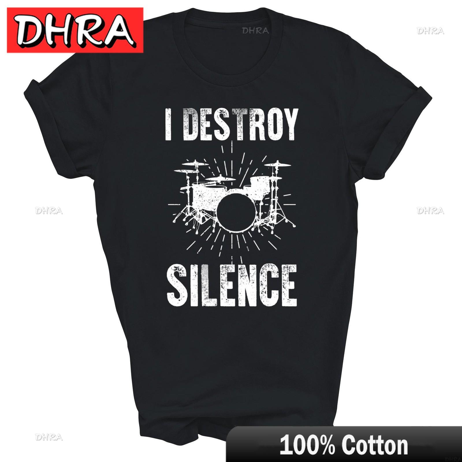 Drummer Drumming Musician Drum Set I Destroy Silence Unisex Shirt Gift Cool Y2K Trendy Graphic Tshirts Kids Classic Minimalist S