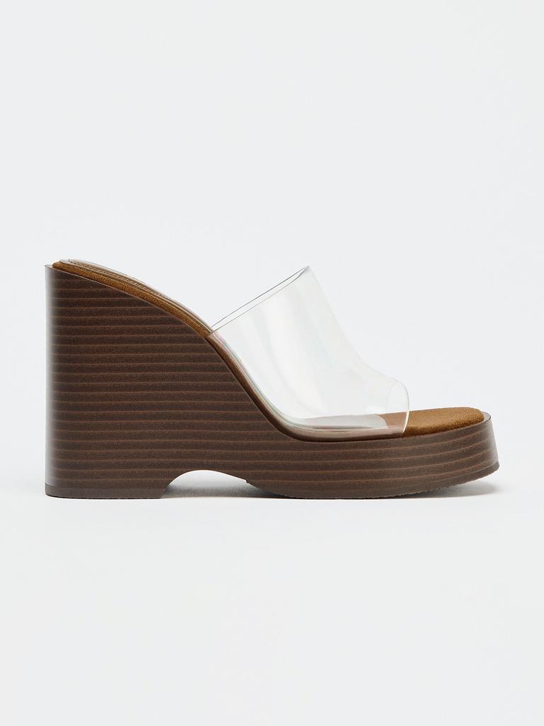 Fashion 2025 New Weave Platform Wedges Slippers Summer Peep Toe Transparent Shoes Woman Sexy Super High Mules Female Sandals Heels