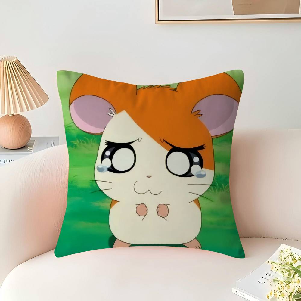 

H-Hamtaro Cute Hamster Pillow Gift Home Office Decoration Bedroom Sofa Car Cushion Cover Case 45x45 16x16Inch