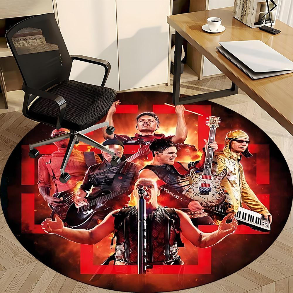1pc Rammstein Music Office Round Area Rug, Indoor Mat Suitable For Office, Under Office Chairs Bedroom Living Room Home Decor, Room Deco