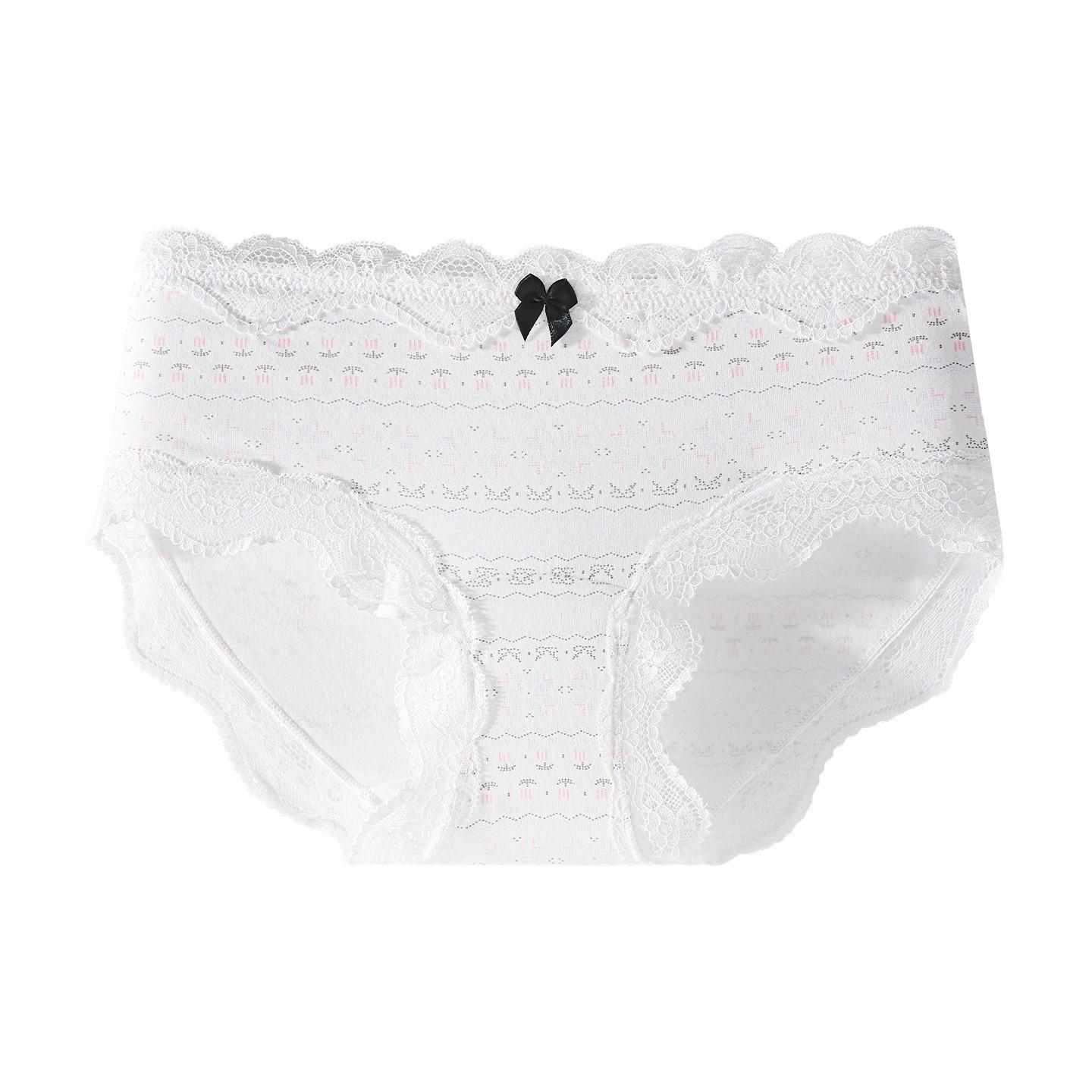 Ladies Summer Sweet Lace Class 10A Bacteriostatic Cotton Crotch Hip Mid Waist Briefs M