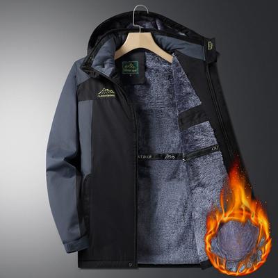 Men's Autumn and Winter Comfortable Sports Hooded Jacket Fashion Waterproof and Fleece Thick Warm Coat  Casual Loose Parka 9XL