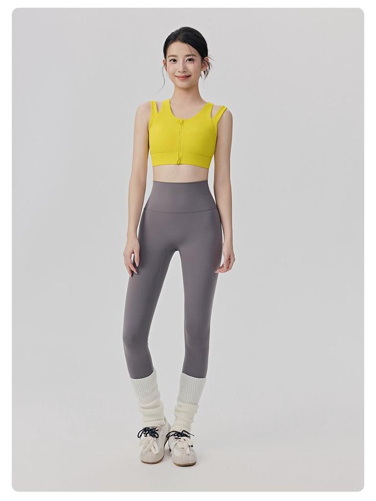Shockproof High-Strength Sports Bra with Front Zipper for Yoga and Running - Breathable, Fixed Cup Design