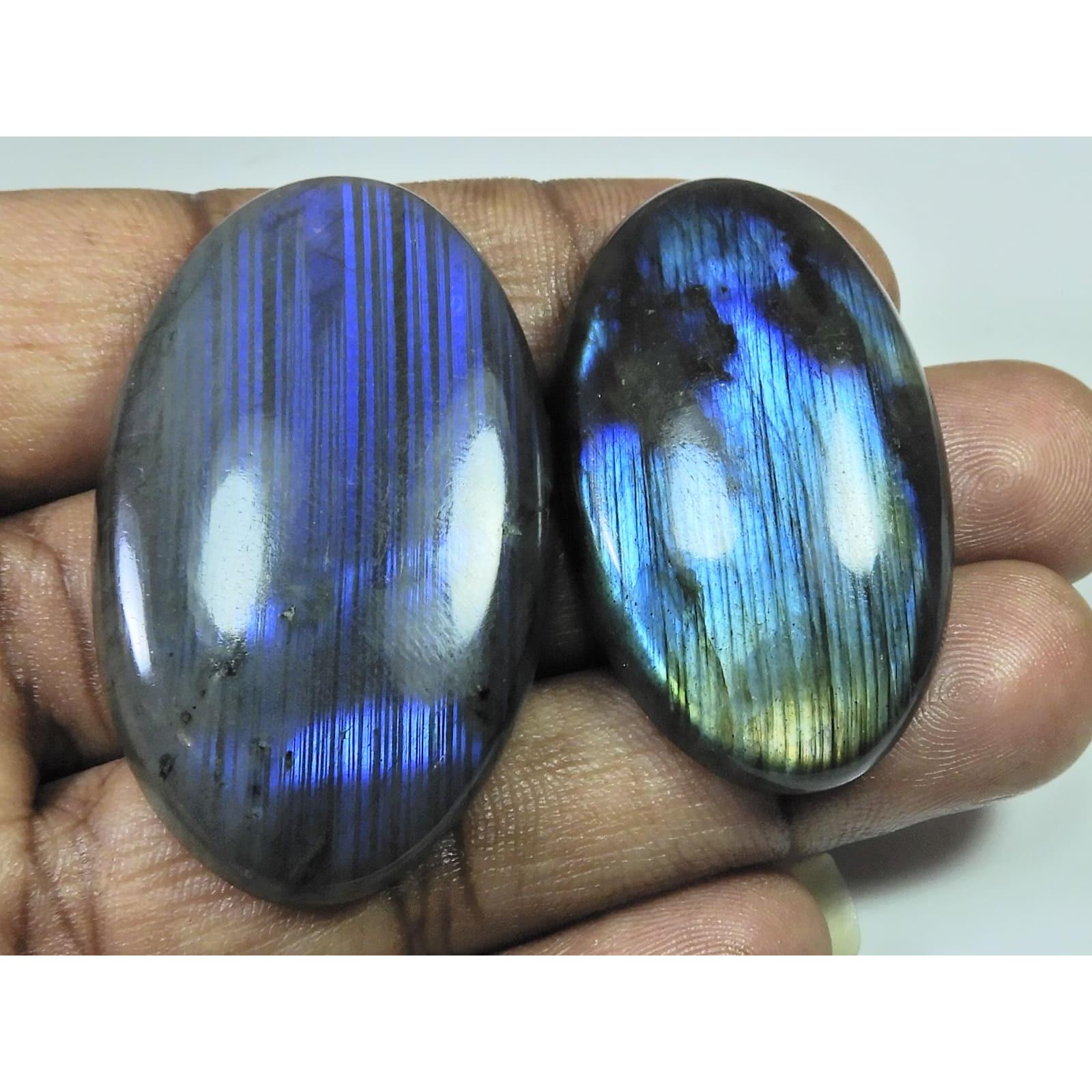 44-49 MM Natural Labradorite Multi Oval Cabochon Loose Gemstone 2 Pcs Lot D-190