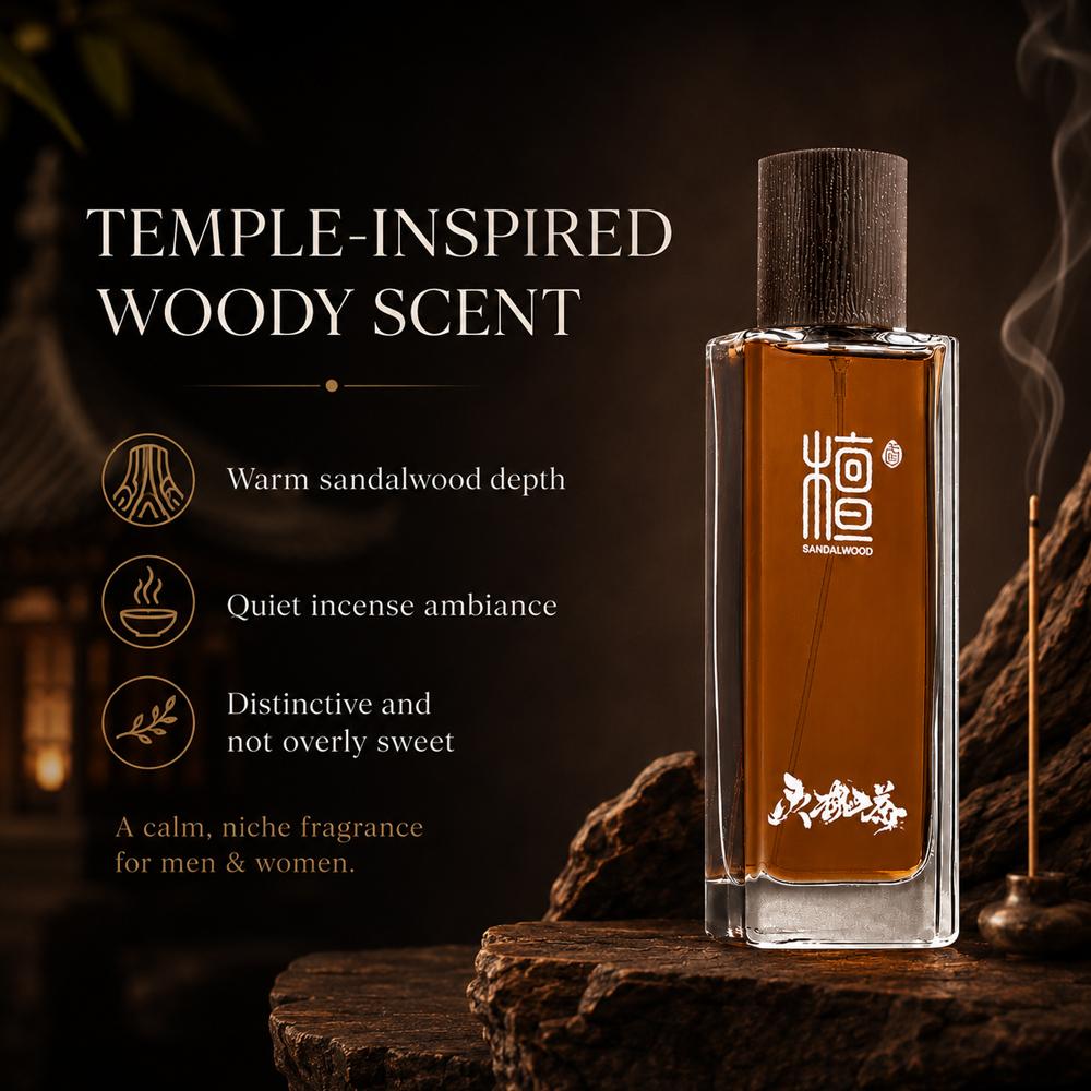 Sandalwood perfume, sandalwood temple flavor, burning incense, sandalwood road, light fragrance, high-grade fragrance, long-lasting fragrance