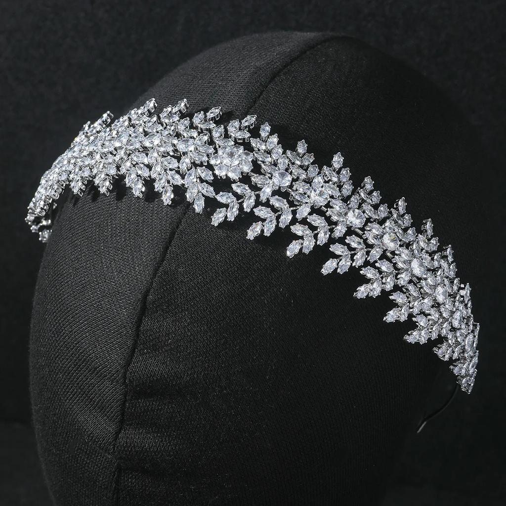 Luxus Braut Diadem Hochzeit Haarband Zirkonia Braut Haarband Diademe und Kronen für Frauen Party Abschlussball Haarschmuck Kopfschmuck